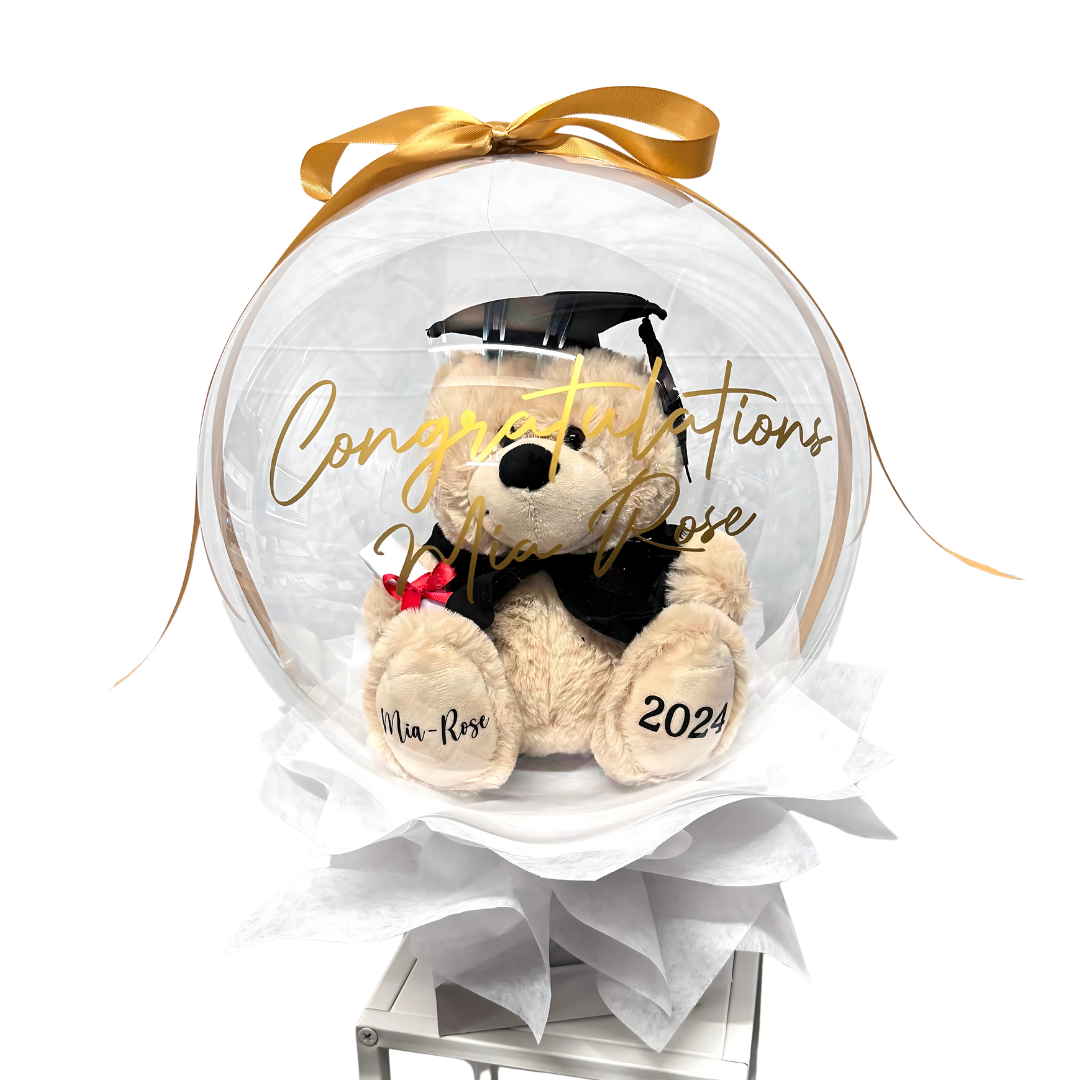 Graduation Bear Bubble Balloons Box