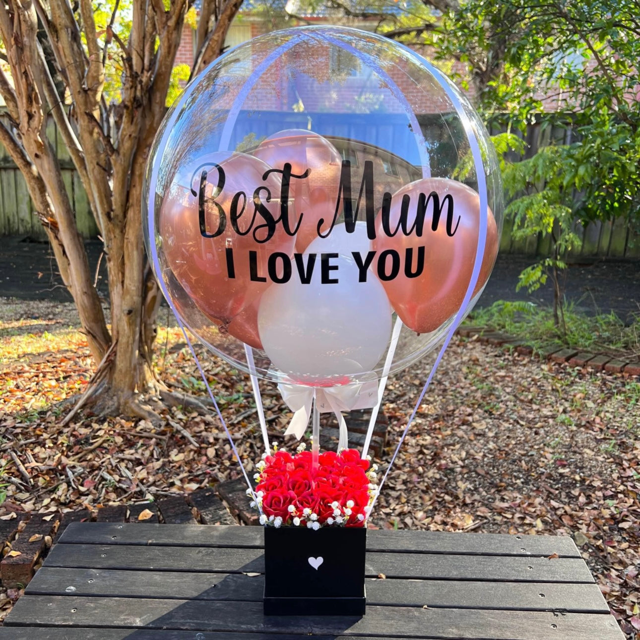 Silk Artificial Roses Hot Air Balloon Gifts Box