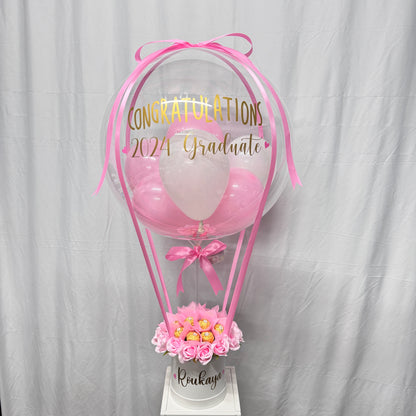 Ferrero & Silk Artificial Rose Hot Air Balloon Gift Box